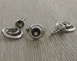 Комплект "Султан-81" султанит, покрытие родий, размеры кольца: 17, 18, 19, 20