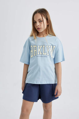 Футболка с короткими рукавами и принтом для девочек Relax Fit