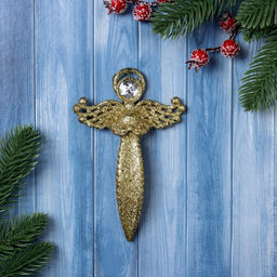 Цена за 2 шт. Ёлочная игрушка Ангел блеск 149 см, золото