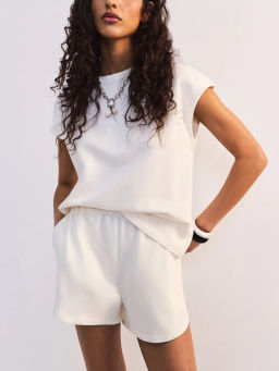 Футболка со спущенным плечом из хлопка ZR2605013412-2 / Zarina