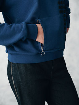 Fonksiyonel Cepli Bask?l? Kad?n Kal?n Sweatshirt