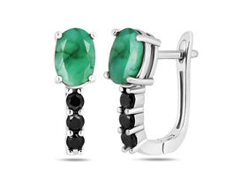 Серьги, изумруд берилл , шпинель нат., NKD-0031