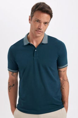 Slim Fit Dar Kesim K?sa Kollu Pamuklu Polo Tisort