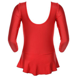 Купальник гимнастический Grace Dance, с юбкой, с длинным рукавом, р. 30, цвет красный  фото 8