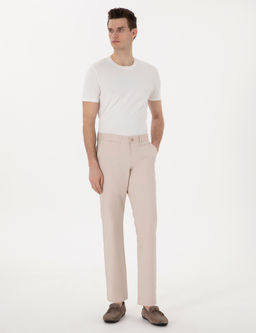 Bej Regular Fit Basic Kanvas Pantolon