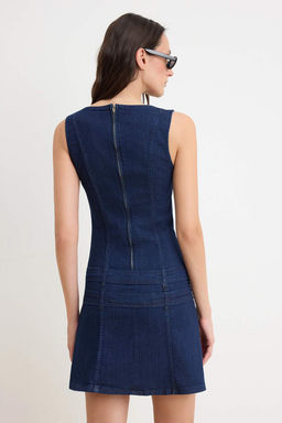 Koyu Mavi Mini Kemerli Denim Elbise TWOSS26EL00659 - Trendyolmilla фото 4