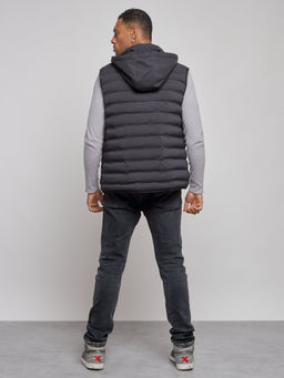 Жилетка мужская утепленная с капюшоном черного цвета 886Ch - YUNDA фото 5