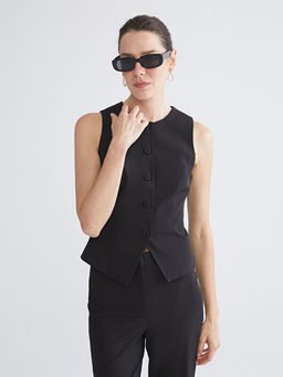 Bisiklet Yaka Kad?n Klasik Yelek