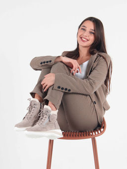 Ботинки 261.uno2w. каменный замша/Байка