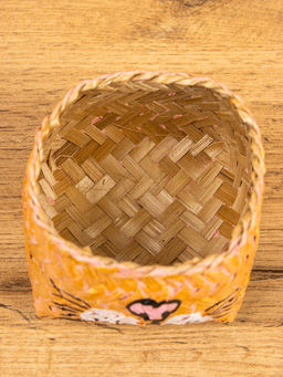 Корзинка «Кот», 10×10×13 см, бамбук, рыжая