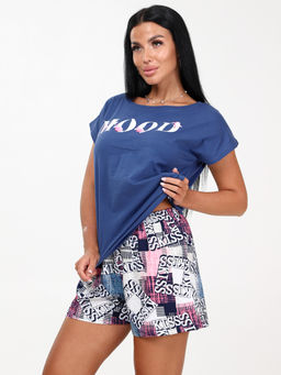 524 ПИЖАМА ЖЕНСКАЯ (шорты) (Розовый/синий) - А-дина фото 4