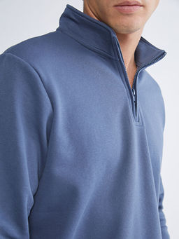 Dik Yaka Uzun Kollu Erkek Kal?n Sweatshirt