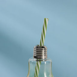 Бокал стеклянный для коктейля Доляна Лампочка, 250 мл, с трубочкой, откручивающаяся крышка, цвет МИКС фото 3