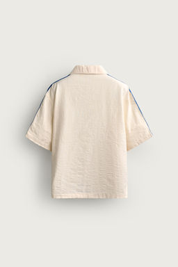 CAMISA BANDAS BORDADO CONTRASTE / Blanco roto - Zara фото 9