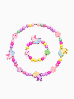 Набор детских украшений «Выбражулька. Птички», 2 предмета: бусы, браслет, разноцветный