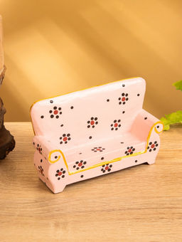 Мебель для кукол Диван с цветами, 13?4?9 см, дерево, розовая