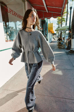 KNIT JUMPER WITH DRAWSTRING