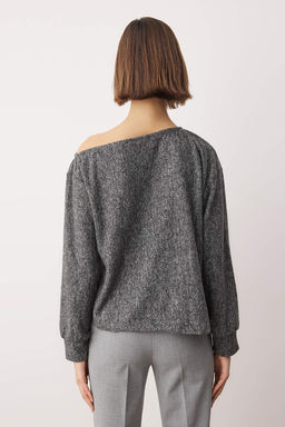 Antrasit Yumos Regular/Normal Kal?p Dusuk Omuzlu Orme Bluz TWOAW26BZ00343 - Trendyolmilla фото 4