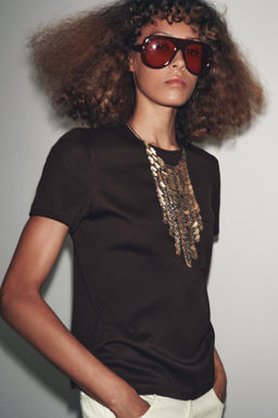 MERCERISED COTTON T-SHIRT - Zara фото 9