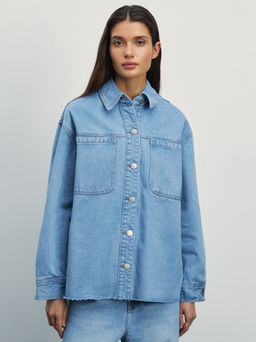 Джинсовая рубашка с карманами / Zarina  фото 3