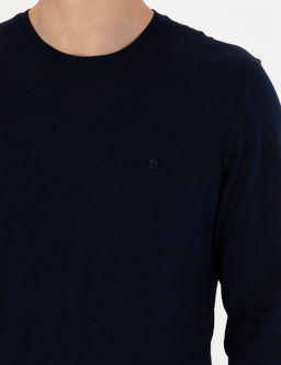 Lacivert Slim Fit Bisiklet Yaka Y_n Kar___ml_ Basic Triko Kazak - Pierre cardin фото 7