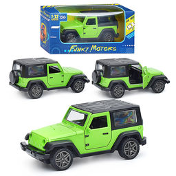 Зелёная инерционная машинка с черной крышей die-cast,1:32, открывающиеся двери