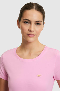 Kad_n Pembe Bisiklet Yaka Basic Ti__rt