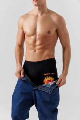 Цена за 2 штуки! ТРУСЫ МУЖСКИЕ черный +печать3 411134