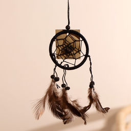 Ловец снов «Гармония», 6×0.5×20 см, чёрный, коричневые перья