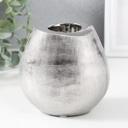 Подсвечник на 1 свечу «Глория», d=4 см, серебро, 12.5×8×12 см