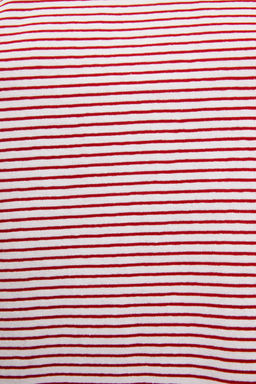 K?rm?z? Ekru Cizgili Kal?n Pamuklu Basic Regular/Normal Kal?p Orme T-Shirt TWOSS23TS00043