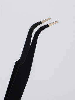 Пинцет для наращивания ресниц, загнутый, 12 см, чёрный