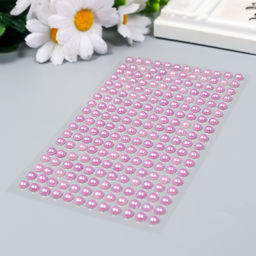 Полубусины самоклеящиеся на листе 90×150 мм, d=6 мм, 216 шт., сиреневый