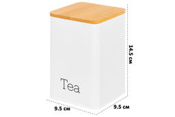 Набор 3 банок для сыпучих продуктов 1,1 л 9,5*9,5*14,5 см Tea, coffee, sugar белый с бамбук.крышк - Elan gallery фото 7