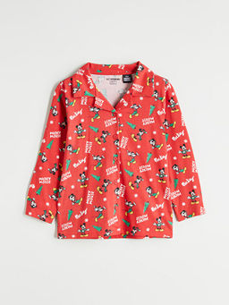Polo Yaka Mickey Mouse Bask?l? Erkek ?ocuk Pijama Tak?m