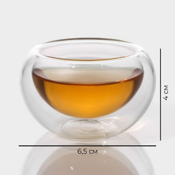 Пиалы с двойными стенками Magistro Сакура, набор 6 шт.: 50 мл, стекло  фото 3