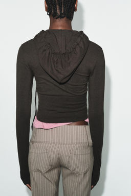 SUDADERA CROPPED SEAMLESS / marr?n vigor? - Zara фото 6