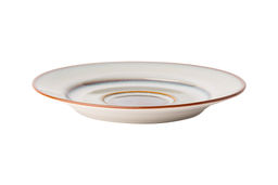 Пара чайная, керамика, серо-бежевая, с коричневым кантом, Mandala LUNASOL