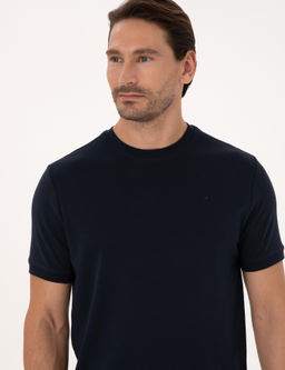 Lacivert Regular Fit %100 Pamuk Bisiklet Yaka Basic T-shirt - Cacharel фото 2