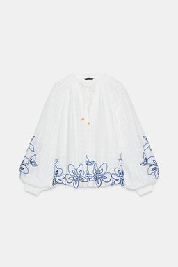 BLUSA BORDADOS FLORES / Crudo - Zara фото 8