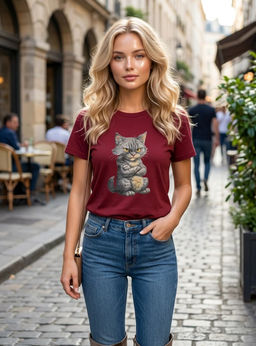 K13547 Футболка OVER SIZE (хлопок) БУРГУНДИ