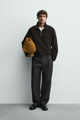 FAUX SHEARLING QUARTER-ZIP SWEATSHIRT