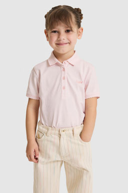 K_z _ocuk Polo Yaka A__k Pembe Basic Ti__rt