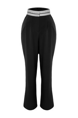 TRENDYOLMILLA Siyah Wide Leg/Genis Paca Yuksek Bel Kemer Detayl? Dokuma Kumas Pantolon TWOSS23PL00150 фото 9