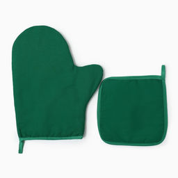Набор кухонный «Этель» New year collection цвет зелёный, варежка 18×29 см, прихватка 19×19 см,100% хлопок