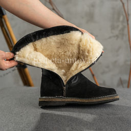 Сапоги натуральная замша, натуральная овчина, черные, войлочная подошва, - Мирунт фото 14