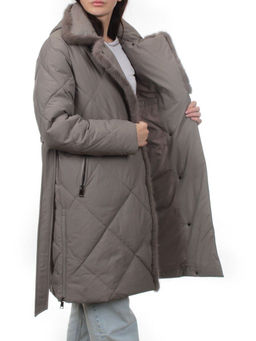 309 GRAY Пальто зимнее стеганое женское (200 гр. холлофайбер, натуральная норка) - Fashion фото 7