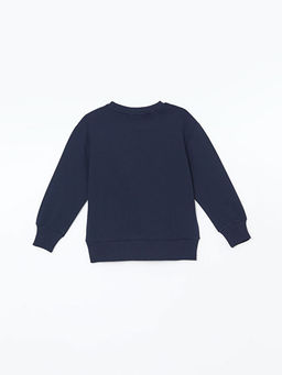 Bisiklet Yaka Bask?l? Erkek ?ocuk Sweatshirt