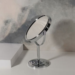 Зеркало настольное, с увеличением х2, двустороннее, 14×24 см, (12.5×14 см), металлическое