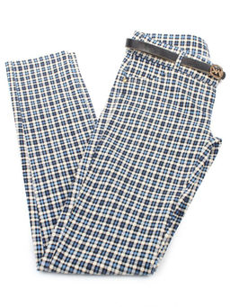 6717-1 BLUE/BEIGE Брюки женские (65% хлопок, 33% полиэстер,2% эластан)